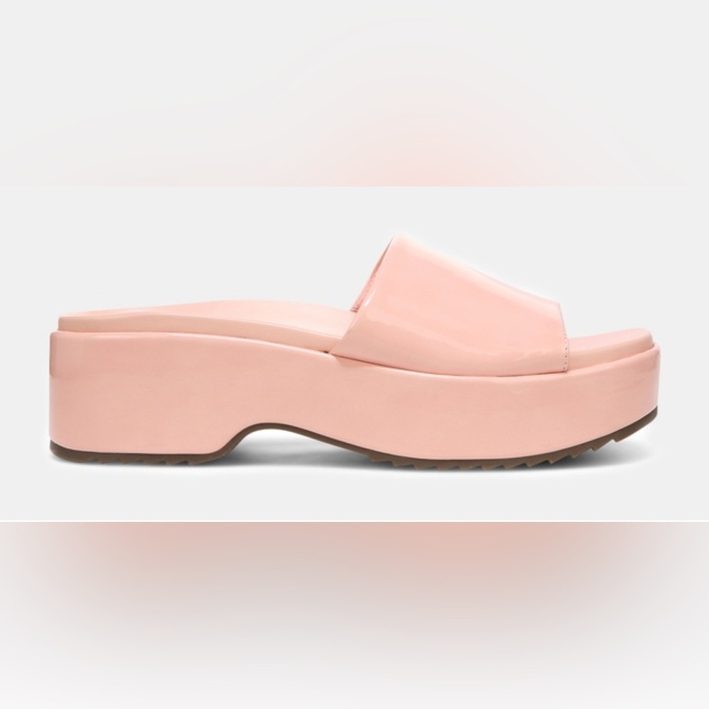 Vionic Trista Pink Patent Platform Slide Sandals, size 7